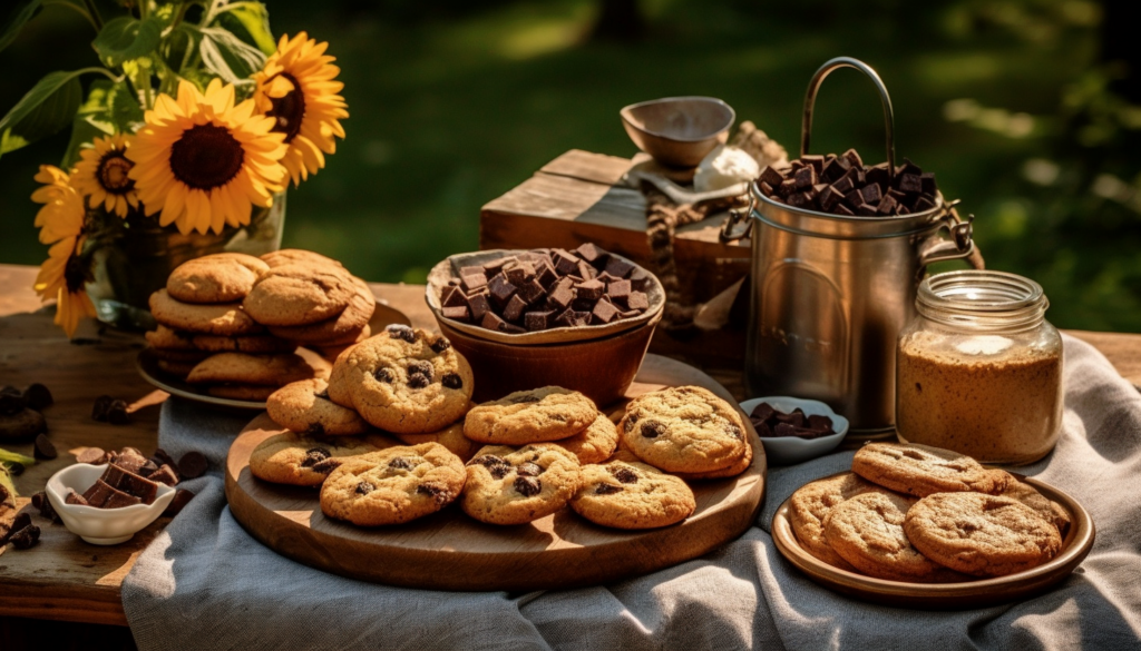 A chocolate picnic on a sunny day